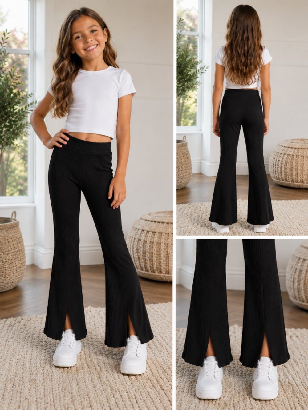 Modish Rebel Youth black ribbed flare pants in size Small.